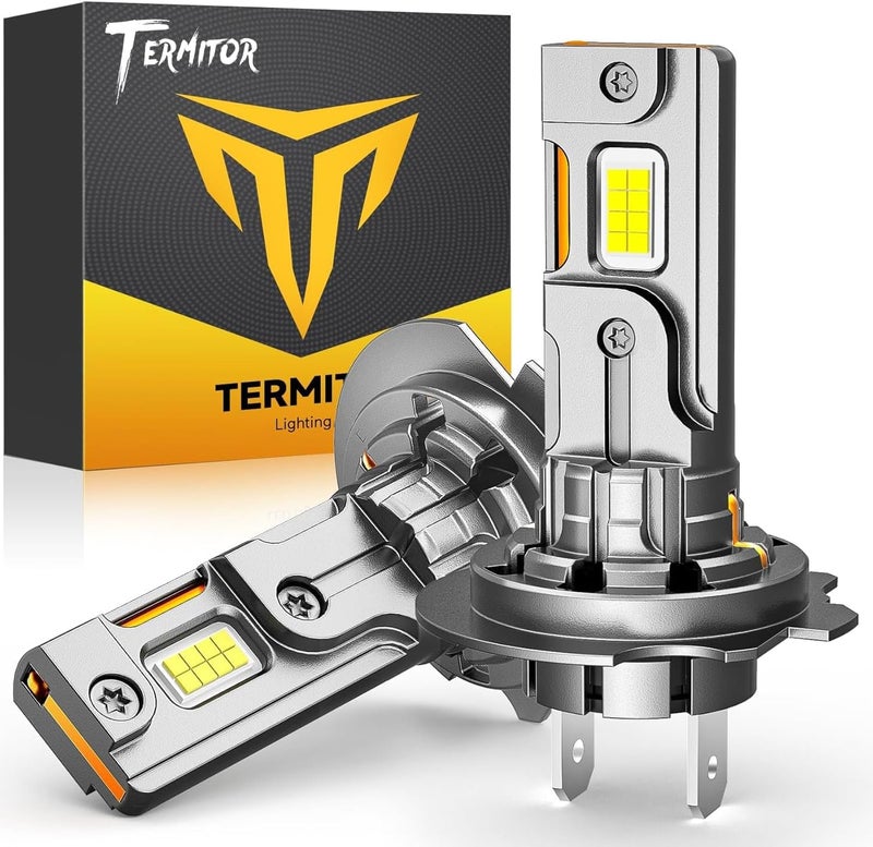 Termitor Latest H7/H7LL Bulbs, 50,000LM 900% Brightness, 6500K White Super Bright, 1:1 Halogen Size, 6500 Cool White H7 Fog Lights, No Adapter Required, Easy Install, Non-Polarity, Pack of 2 - Image 1